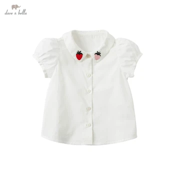 DB17449 dave bella vasaros mados kūdikių mergaičių siuvinėjimo marškinėliai kūdikiams, vaikiška viršūnes vaikų aukštos kokybės drabužius