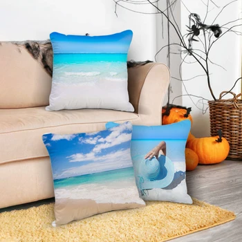 Paplūdimys Pajūrio Dekoratyviniai Pagalvių užvalkalai Paplūdimio Dangus Gamtos Kraštovaizdis Vaizdingas Mesti Pagalvės Gyvenimo, Kambaryje Sofa-lova, Kėdė, Namų Dekoro