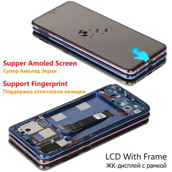 Amoled Ekranas Xiaomi Mi 9 LCD Paramos pirštų Atspaudų Biometriniai 10 Paliečia Ekrano Pakeitimas Mi9 Pasaulio M1902F1G 6.39 Colių