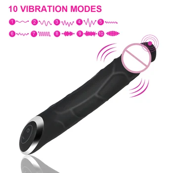 IKOKY 10 Greičiai Didelis Dildo Vibratorius Analinio Sekso Žaislus didelis Juodas Penis G-Spot Klitorio Stimuliatorius Makšties Massager Sekso Žaislai Moterims
