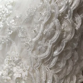 Naujas mados vestuvių,3D blizgančiais gėlių nėrinių audinys,off white duobute vestuvių suknelė nėrinių audinio 52