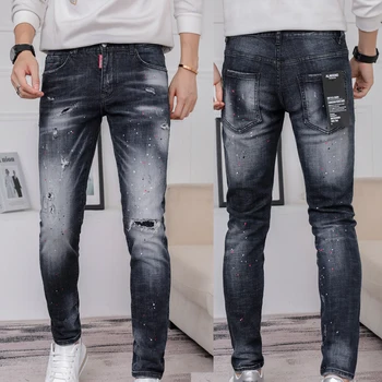 NAUJAS Aukštos kokybės džinsai Europos nuosprendžių D2 italų prekės ženklo džinsus elastic fit džinsai džinsai denim kelnės su užtrauktuku pieštuku kelnės