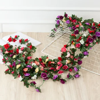 Dirbtinės Gėlės Rotango Rose Girliandą Vestuvių Dekoravimo, Kūdikių Dušas Gimtadienio Nuotaka turi Būti Namų Dekoro Valentino Diena Dovana