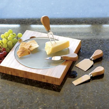 4 Gabalus Nustatyti Sūrio Peiliai su Bambuko Medienos Rankena Nerūdijančio Plieno Sūris Slicer Sūris Cutter (Bambuko Rankenėle)-ABUX