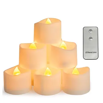 Pakuotėje yra 12 Geltona Šviesos Mirgėjimas LED Žvakių Šviesos Su Nuotolinio Valdymo Flameless Elektros Tealight Helovinas