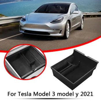 Konsolė Flocking Organizatorius Tesla Model 3 Y 2021 Porankiu talpinimo Dėklą Automobilio Interjero Priedai