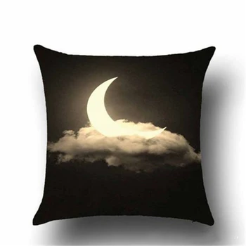 Karšto Pardavimo Natūralių Miškų Kraštovaizdžio Poliesteris Pagalvėlė Padengti Sun Moon Star Žemėlapis Atspausdintas Sofa CarChair HomeDecoration PillowCover