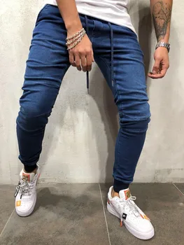 2021 karšto stilius Europos ir Amerikos vyrų džinsinio audinio laisvalaikio sportinės kelnės juosmens kelnės, džinsai hip-hop