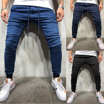 2021 karšto stilius Europos ir Amerikos vyrų džinsinio audinio laisvalaikio sportinės kelnės juosmens kelnės, džinsai hip-hop