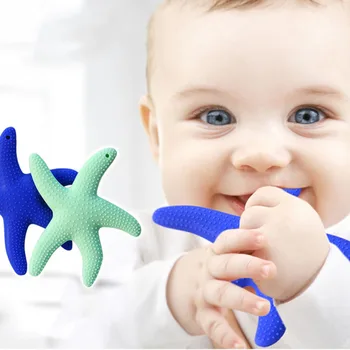 1 VNT Maisto kokybės Silikono Teether Žvaigždė Forma Kūdikių Barškučių Žaislas Dantų Priežiūra, dantų Šepetėlis Mokymo Kūdikių Priežiūros Barškalai