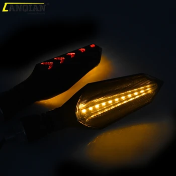 12 LED Posūkio Signalai, Motociklų Tekančio Vandens Mirksi Led Rodyklę, Indikatorius, indikatorių Bendable Signalo žibintai Gintaro Uodega Stabdžių Žibintas