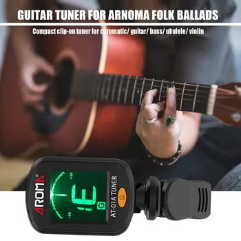 Įkrovimo Clip-on Guitar Tuner Spalvotas Ekranas su įmontuota Baterija, USB Kabelis Chromatines Gitara, Bosinė Ukulėle