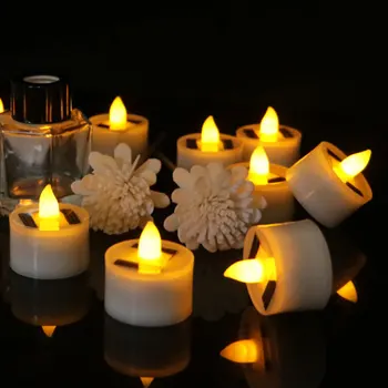 6 Gabalus Saulės Flameless LED Žvakės Netikrą Mirgėjimas Arbata Žibintai Lauko Sodo Šviesos Romantiškas Vestuves Apdaila