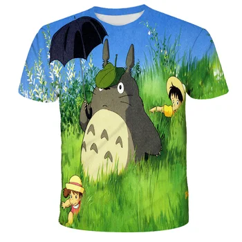 Vaikiški Marškinėliai Berniukams, Mergaitėms Mielas Tee Anime Totoro Viršūnes Animacinių filmų Trumpas Rankovės Vaikų Drabužių Vasaros Cool 3D Atspausdintas Marškinėliai 2021