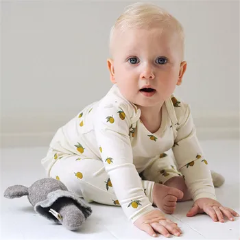 EnkeliBB Baby ekologiškos Medvilnės Romper ilgomis Rankovėmis vientisas Vaikams, Prekės Dizainas K* Kūdikių Jumpsuit Citrinų Vyšnių Modelio Drabužius Bebe