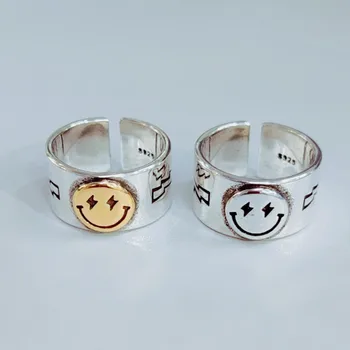Šypsena Veidą Žiedas Moterų Atidaryti Žiedas Moterims Paprastas Dizainas Mielas Laiminga Šypsena Veidus Reguliuojamas Žiedai