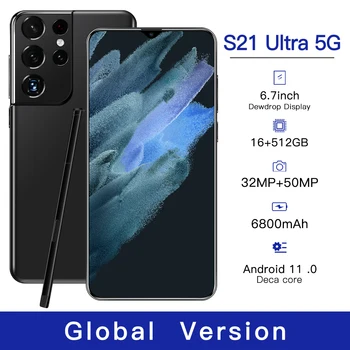 Galxy S21+Ultra Išmanųjį telefoną 7.2 HDinch 12 GB+512 GB 5800mAh Pasaulio Versija 4G/5G Android10.0 Mobiliojo telefono Celulares mobilusis telefonas