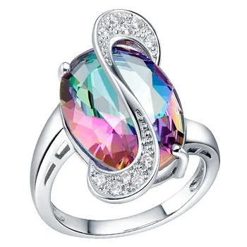 JAV vertybinių POPIERIŲ Uloveido 50% Vestuviniai Žiedai Moterims, bižuterijos Dalyvavimas Moterų Blue Rainbow Ring Infinity Kristalų Žiedas J195