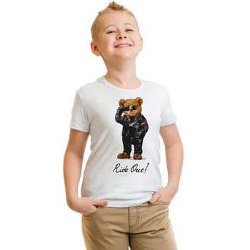 BLINGPAW Meškiukas Važiuoti Iš Laiško Spausdinimo Vaikiški marškinėliai Medvilnės Unisex Viršuje&Tees Vasaros Vaikas Drabužius Kūdikiui Tshirts Vaikai Komplektai