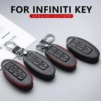 Natūralios Odos Automobilių Klavišą Atveju Padengti Infiniti FX35 Q50 FX37 QX60 G35 Q60 Q70 FX Raktas Fob Padengti paketų prižiūrėtojų raktinę Keychain Priedai