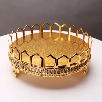 Aukso Tuščiaviduriai Tortas Stovi Metalo Plokštelės Cupcake Desertas Ekrano Plokštė Vestuvių Centerpieces Šalis Viešbutis Namų Stalo Apdailos