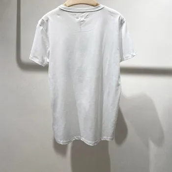 Retro Modelis T-shirt Moterims, Balti trumpomis Rankovėmis Medvilnės Laisvi O-kaklo 2021 m. Vasarą Naujosios Ponios Atsitiktinis Viršūnės