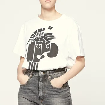 Retro Modelis T-shirt Moterims, Balti trumpomis Rankovėmis Medvilnės Laisvi O-kaklo 2021 m. Vasarą Naujosios Ponios Atsitiktinis Viršūnės