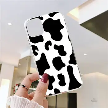 Balta Juoda Karvė Simbolis Modelio Spausdinimo Telefono dėklas Skirtas iphone 12 11 8 7 6 s 6 5 5s 5c se plus x mini xs xr pro max Skaidri minkšta