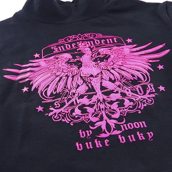 Grafinis Golfo Pasėlių Viršuje Egirl T-shirt Vasarą Moterys Harajuku Seksualus Estetinės Gotikos Tees Marškinėliai, Ponios Juoda Drabužių Streetwear