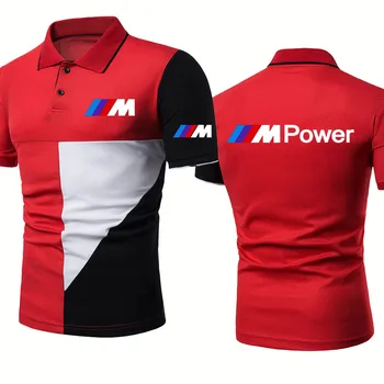 Atsitiktinis Tendencija Vyrų viršūnes Markės Bmw M automobilių logo Spausdinimas polo marškinėliai Elektros Sujungimas Vasaros Medvilniniai vyriški trumpomis rankovėmis
