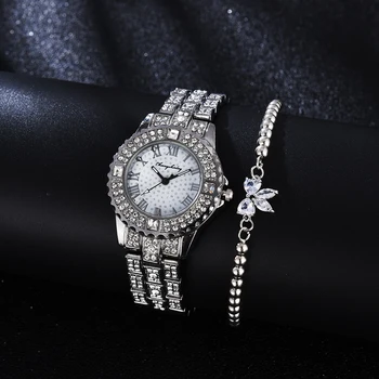 Prabangių Laikrodžių Moterų Diamond Romėnišką Dial Ponios Žiūrėti Rose Gold Kvarco Riešo Apyrankę Žiūrėti Nustatyti Moterų Laikrodis Montre Femme