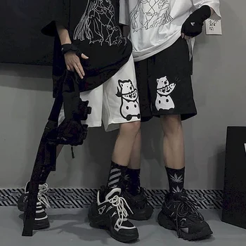 Atsitiktinis šortai vyriški mielas lokys spausdinti korėjos mados prarasti universalus Capris vasaros Honkongo Stiliaus paplūdimio kelnės kawaii streetwear
