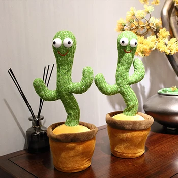 Elektroninių Shak Šokių Kaktusas Žaislas su Besišypsantis Veidas Šviesos 120 Dainų Išdaiga Dainavimo Pliušinis 28cm Wiggling Ornamentu Dovana Vaikams
