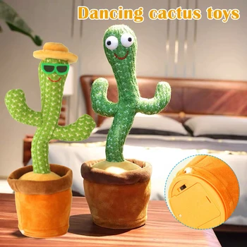 Elektroninių Shak Šokių Kaktusas Žaislas su Besišypsantis Veidas Šviesos 120 Dainų Išdaiga Dainavimo Pliušinis 28cm Wiggling Ornamentu Dovana Vaikams