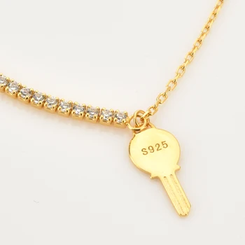 ANDYWEN 2021 925 Sterling Silver Gold Lock Pendant Žavesio Apyrankę Moterų Mados Fine Jewelry Kristalų Vestuvių Dovaną, Rock, Punk