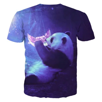 2021 Naujas Mados Gyvūnų Tees Stilingas Vasaros Vyrai/Moterys T-shirt 3d Spausdinimo Sukurta Mielas Giant Panda Marškinėliai Vaikams Katė T-shirt