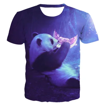 2021 Naujas Mados Gyvūnų Tees Stilingas Vasaros Vyrai/Moterys T-shirt 3d Spausdinimo Sukurta Mielas Giant Panda Marškinėliai Vaikams Katė T-shirt