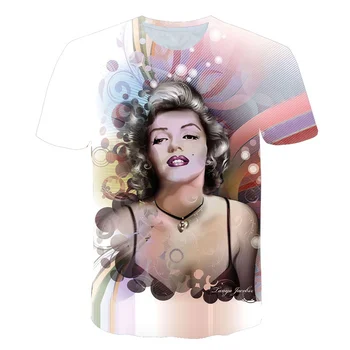 2021 Deivė Marilyn Monroe Lytis Karalienė 3D Spausdinimo Dizaino T-shirt Vasara O-kaklo Deivė trumparankoviai Atsitiktinis Modelis Viršų