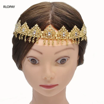 Aukso kutai Plaukų Papuošalai Vaikams Aukso Karalienės Karūną moterims arabų Vestuvių Headpieces Vestuviniai Papuošalai