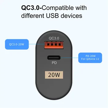 ILEPO PD 20W USB C Įkroviklis Greitai Įkrauti 3.0 QC4.0 PD 3.0 PD USB-C C Tipo Greitas USB Įkroviklis iPhone 12 11 Pro Max ES, JAV, UK Plug