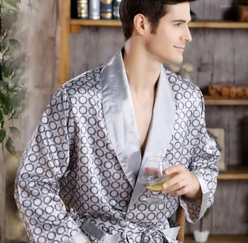 2021 m. Pavasarį, Vasarą, vyriški Chalatai Pižamą Satino Chalatas Kimono Suknelė Atsitiktinis Sleepwear Plius Dydis Spausdinti Aukso Namo Padažu Suknelė 5XL
