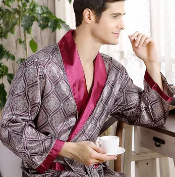 2021 m. Pavasarį, Vasarą, vyriški Chalatai Pižamą Satino Chalatas Kimono Suknelė Atsitiktinis Sleepwear Plius Dydis Spausdinti Aukso Namo Padažu Suknelė 5XL