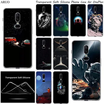 Telefoną atveju OnePlus 8 7 6 5 3 T 7T Pro Nuostabi Visatos Astronautas Silikono atvejais KOLEGA A9 A5 2020 A5s A7 A1K Realme 5 s c2