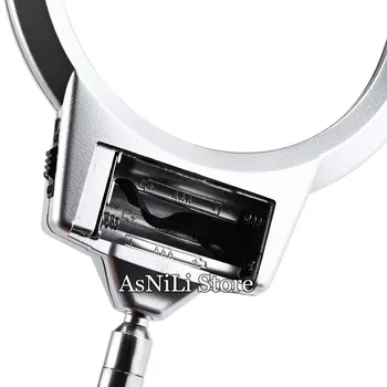 Diamond dažymo įrankiai Nauji apšviesta didinamojo stiklo clip-on desktop LED stalo lempa skaitymui didelis lęšio, didinamojo stiklo su clip