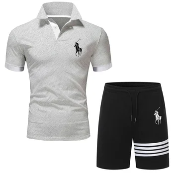 2021 nauji Polo Marškinėliai trumpomis Rankovėmis + šortai sporto derinys tiktų gražus vasaros vyrų mados vyriški marškiniai vyriški laisvalaikio kostiumas