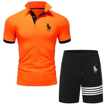 2021 nauji Polo Marškinėliai trumpomis Rankovėmis + šortai sporto derinys tiktų gražus vasaros vyrų mados vyriški marškiniai vyriški laisvalaikio kostiumas
