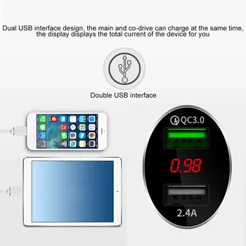 USB Automobilinis Įkroviklis, USB Dual QC3.0 Greito Įkrovimo Įtampos Nustatymo Telefonas Įkroviklis, Maitinimo Adapteris, Skirtas 