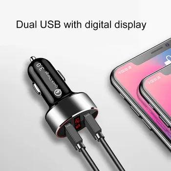 USB Automobilinis Įkroviklis, USB Dual QC3.0 Greito Įkrovimo Įtampos Nustatymo Telefonas Įkroviklis, Maitinimo Adapteris, Skirtas 