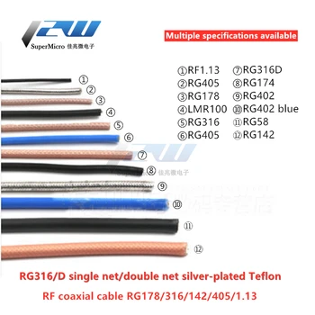 1M/VNT RG142 RG58 RG316/178/174 RF1.13 LMR100 RF koaksialinis kabelis ekranuotas laidas sidabro padengtą laidas 1 metras