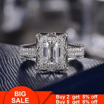 2019 Prabanga 925 Sterlingas sidabro Pažadas žiedas Princesė iškirpti AAAAA cz Akmens Sužadėtuvių Vestuvių Juostoje Žiedai, moterų Nuotakos Papuošalai